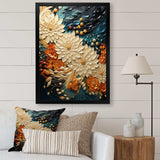 IDesignart Orange Teal Botanical Whirlwind III - Abstract Canvas Wall Art