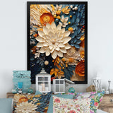 Designart Orange Teal Botanical Whirlwind IV - Abstract Canvas Wall Art