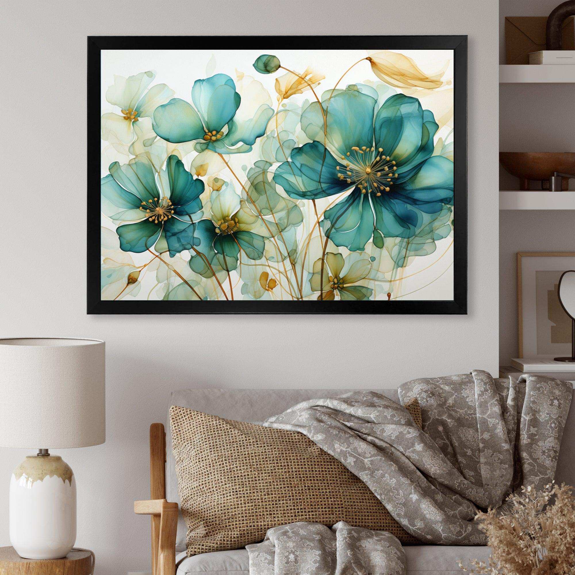 Teal Green Organic Growth - Abstract Canvas Wall Art