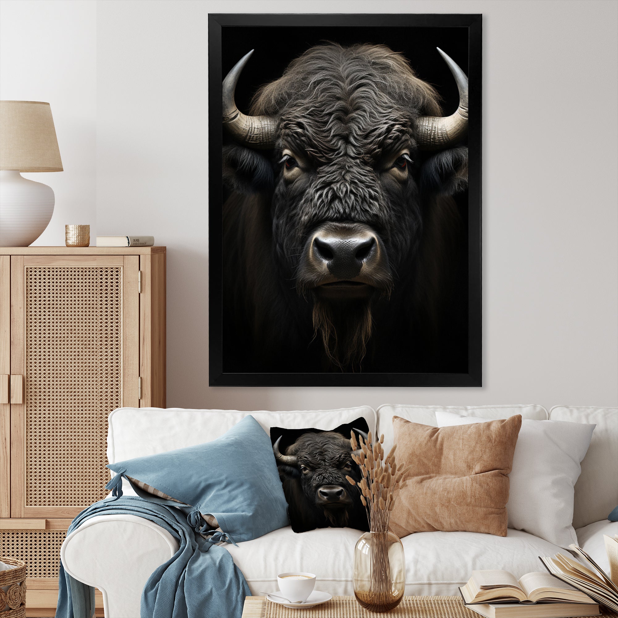 Black White Animal Buffalo Bison - Buffalo Wall Art Prints