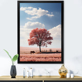 Pink Tree Tranquil Fields - Cow Wall Decor