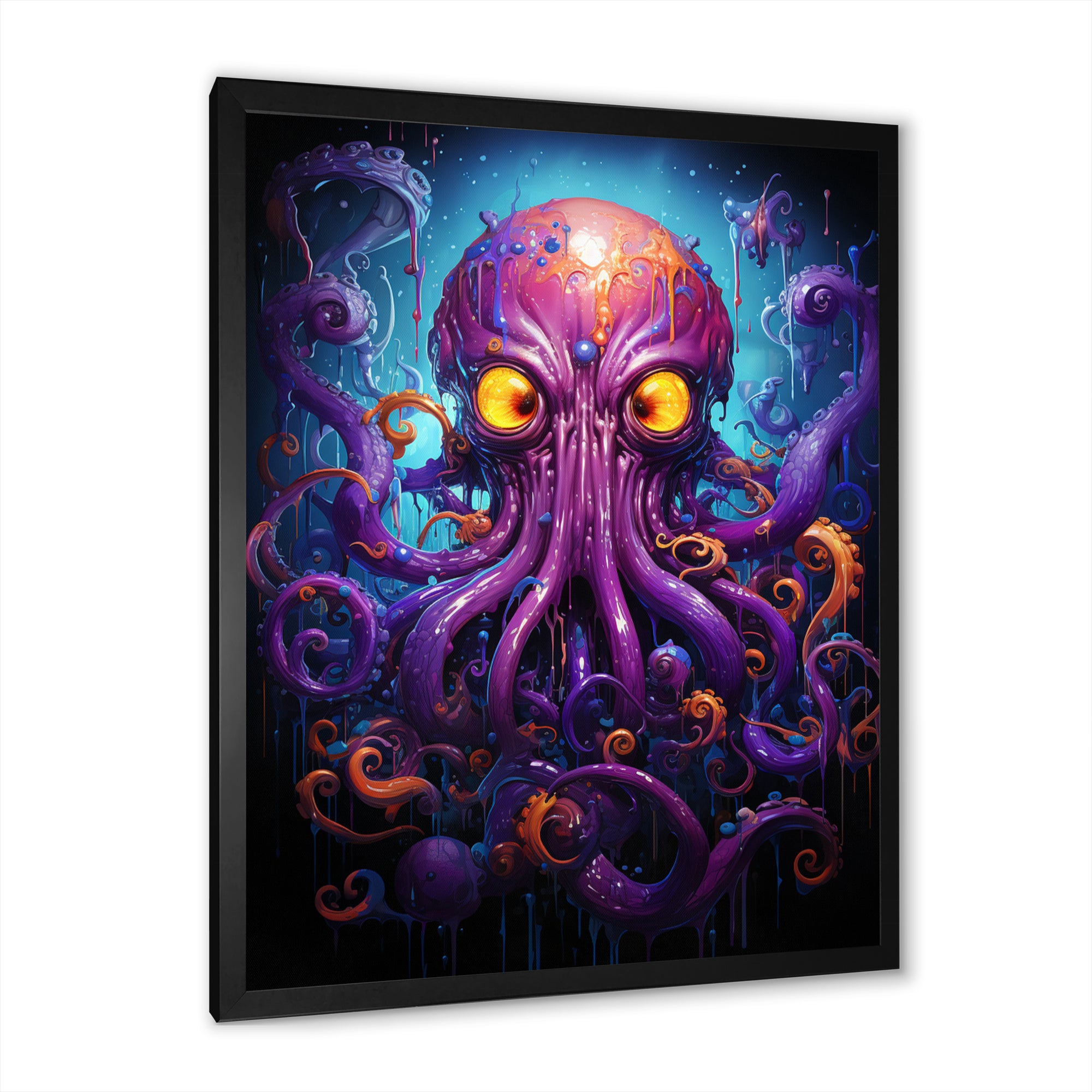 Purple Animal Electric Octopus Drips - Octopus Wall Decor