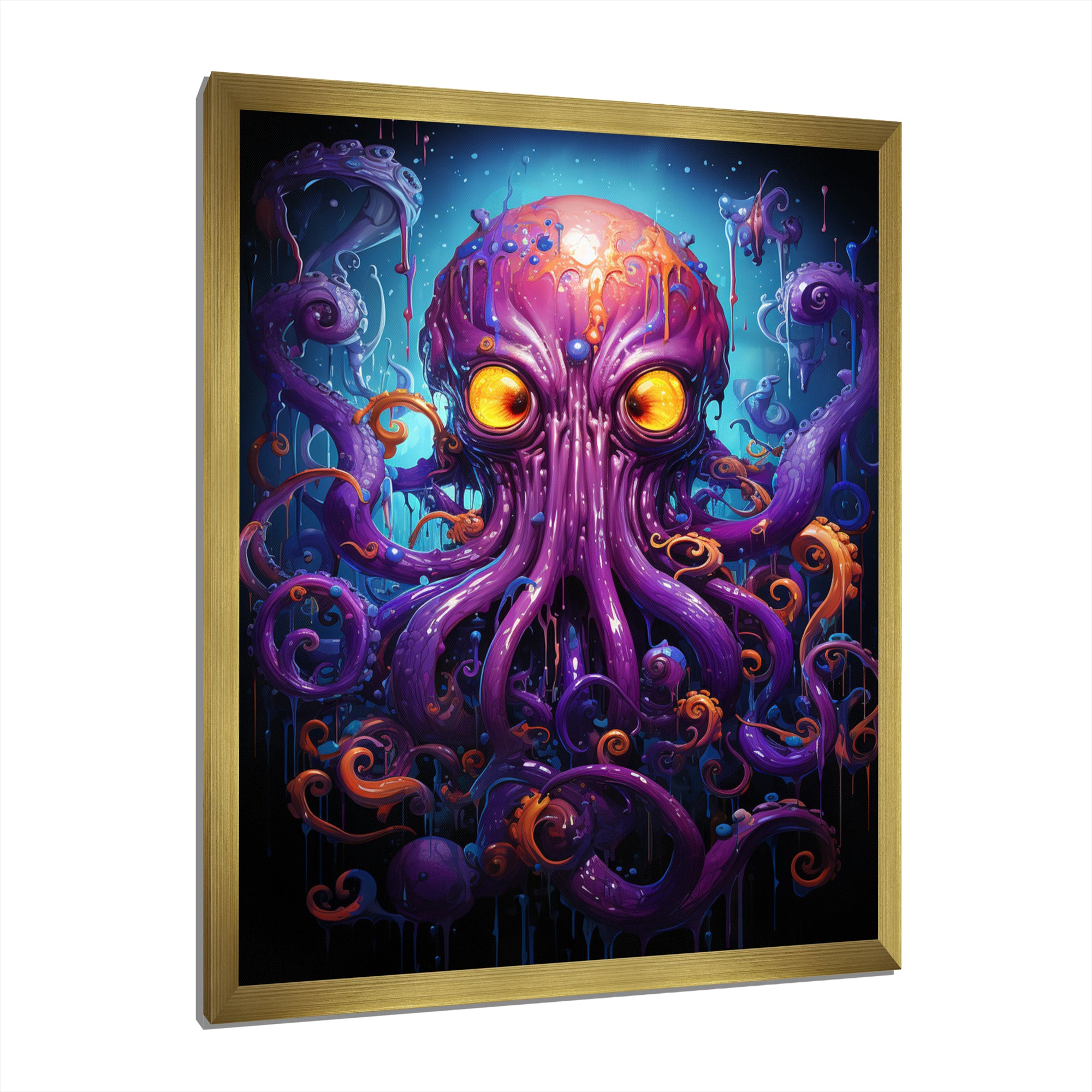 Purple Animal Electric Octopus Drips - Octopus Wall Decor