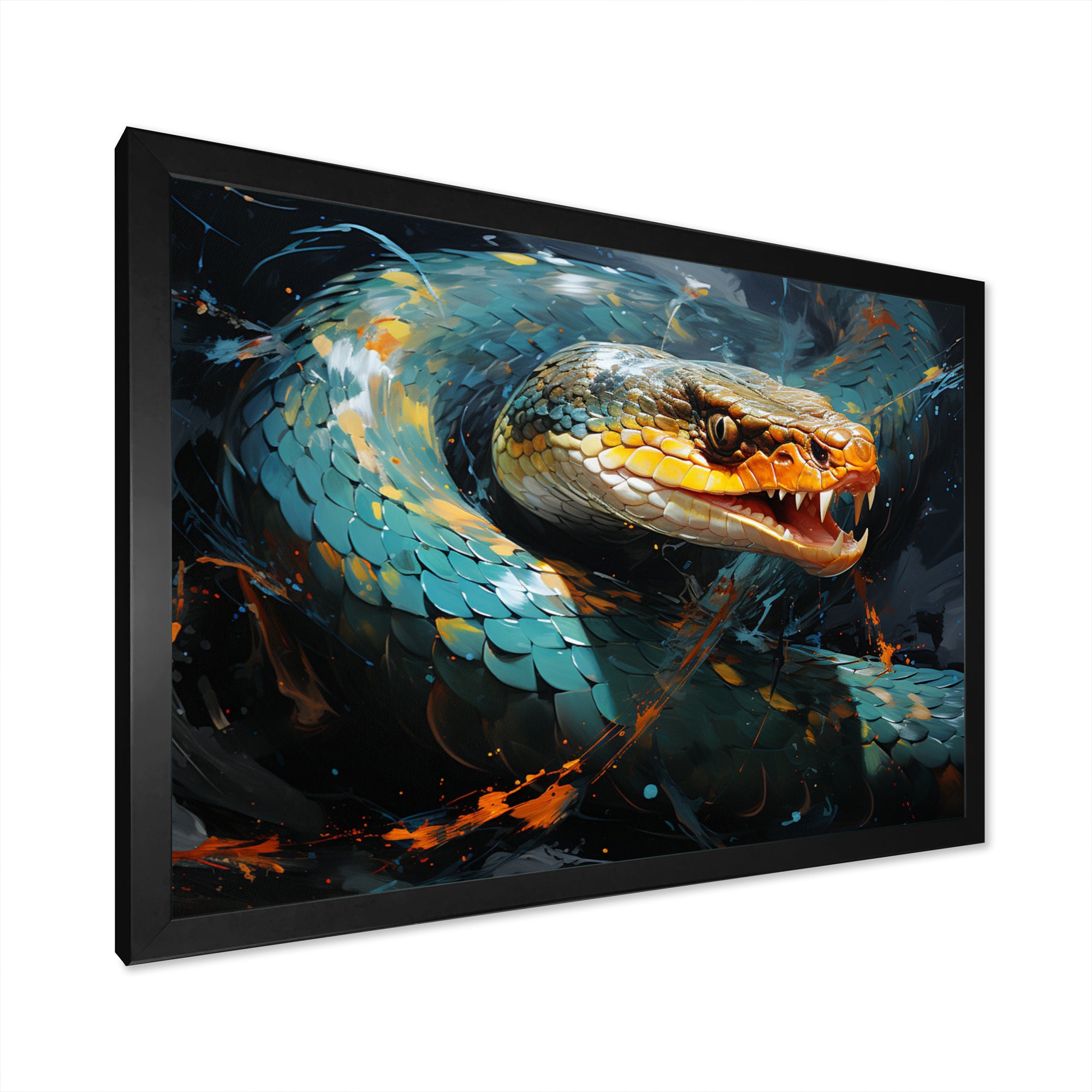 Emerald Snake Intertwining - Teal Snake Wall Art