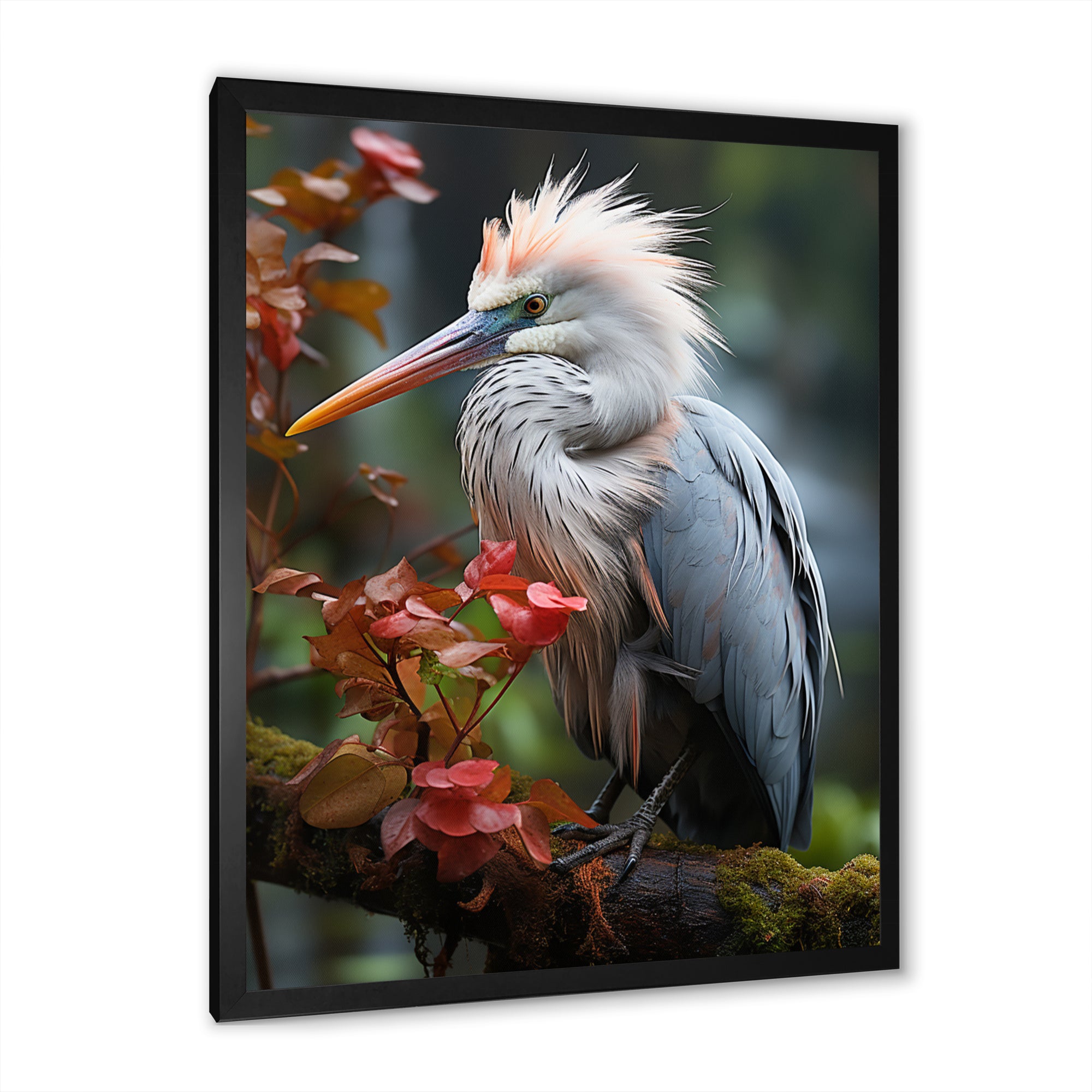 Grey Coral Animal Heron - Heron Home Decor Art