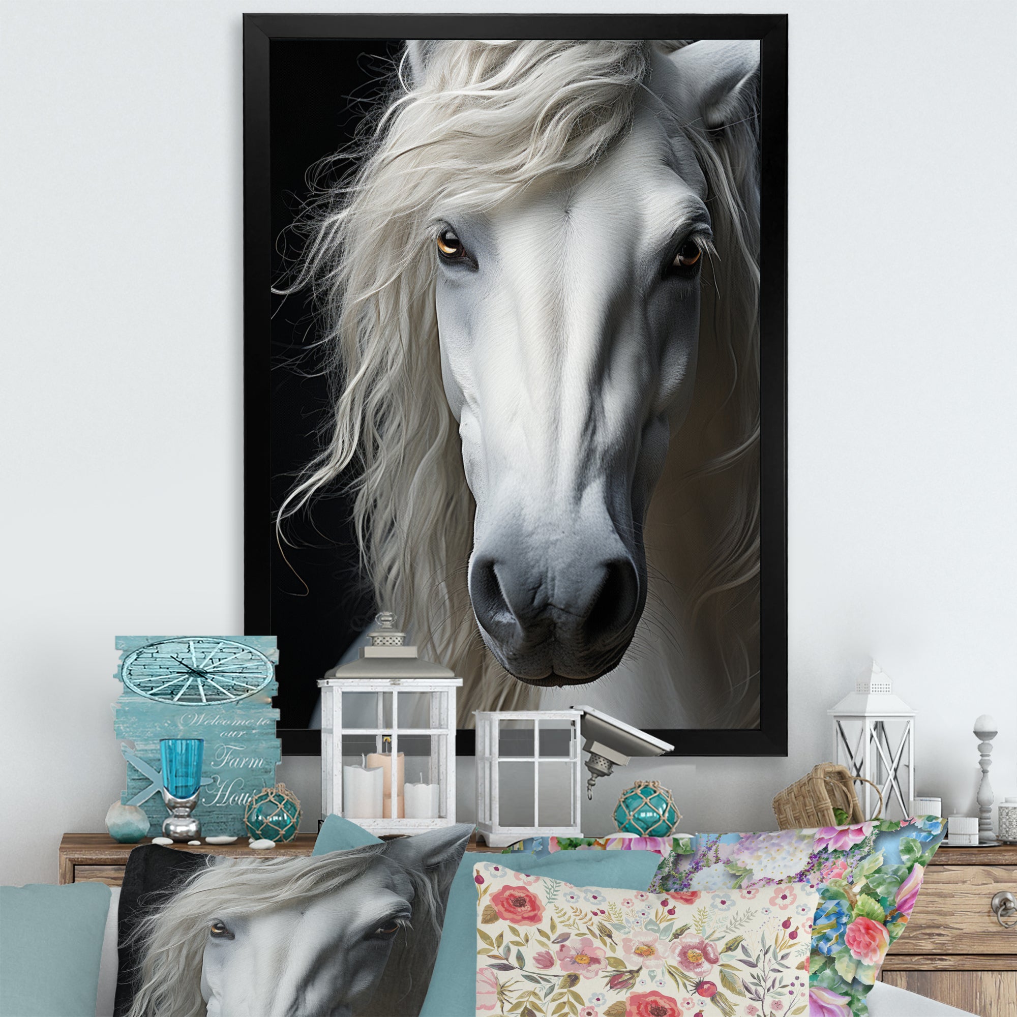 White Horse Serenity - Horse Canvas Wall Art