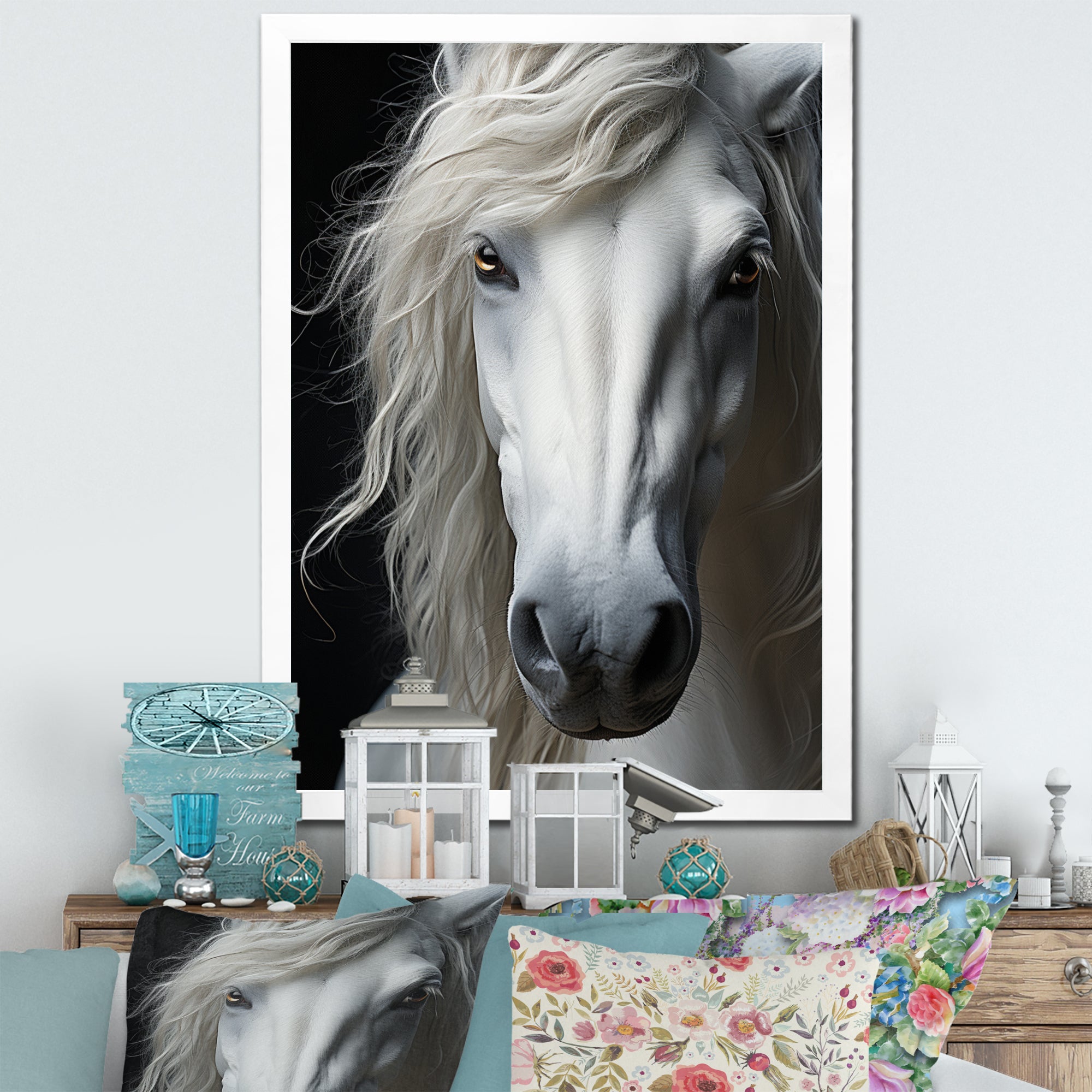 White Horse Serenity - Horse Canvas Wall Art