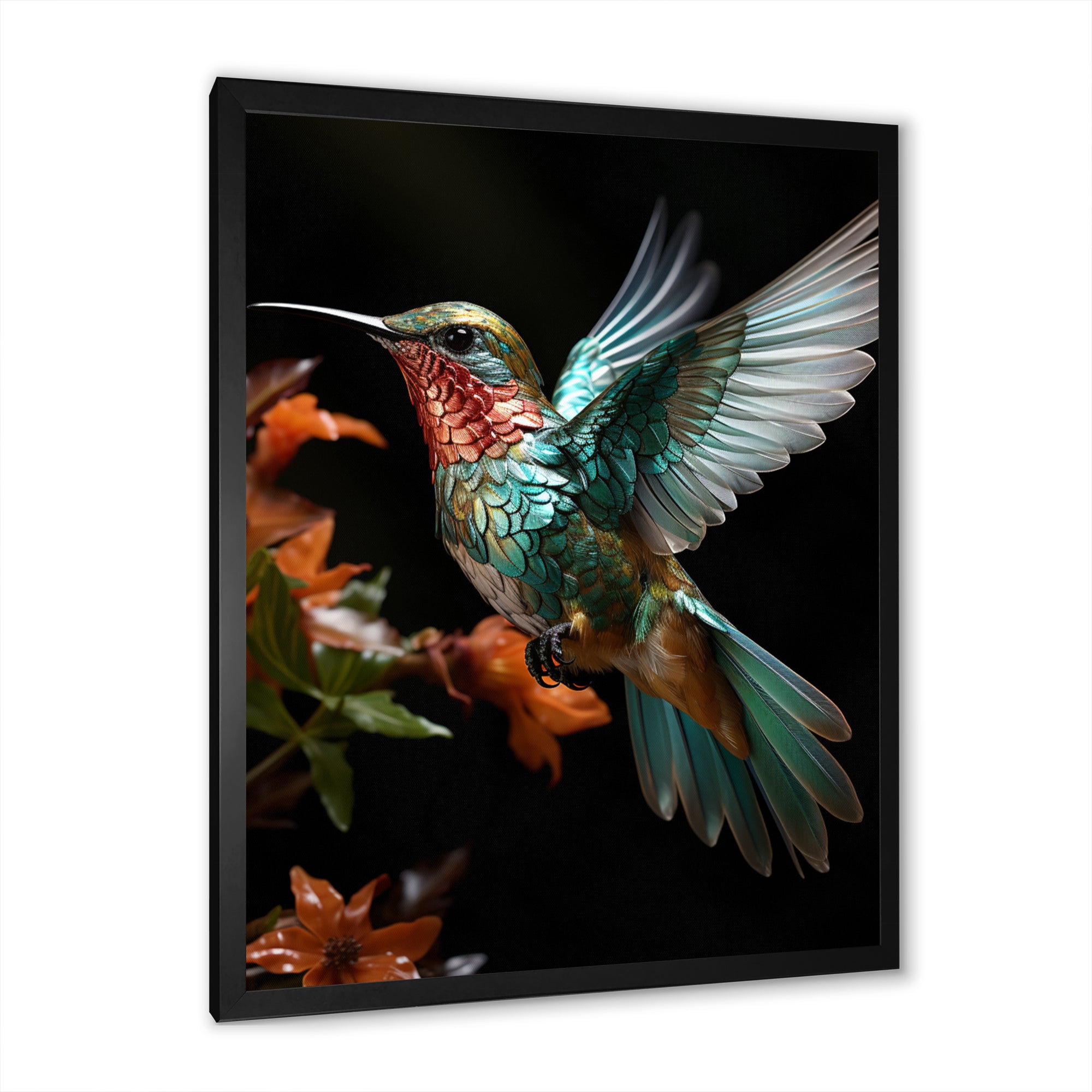 Teal Orange Animal Hummingbird - Hummingbird Wall Decor