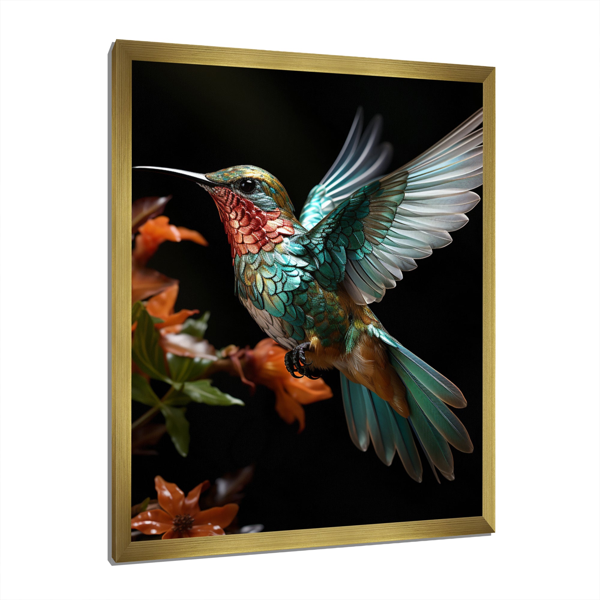 Teal Orange Animal Hummingbird - Hummingbird Wall Decor