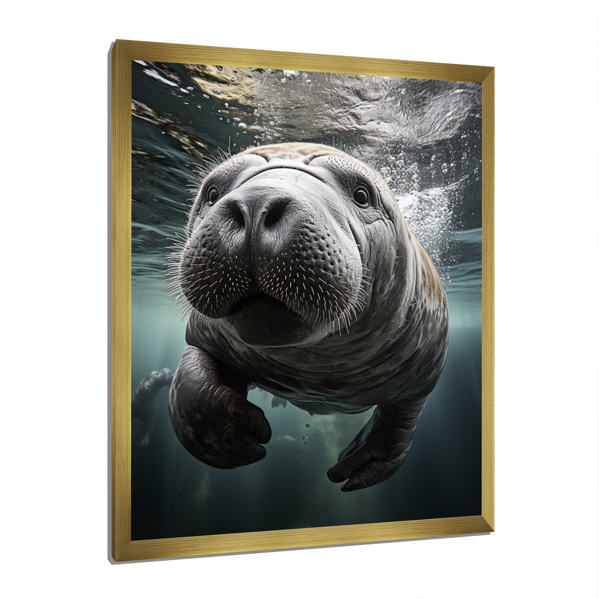 Grey Teal Animal Manatee - Manatee Wall Art Prints