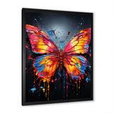 Coral Yellow Neon Butterfly Electric - Butterfly Framed Canvas Art