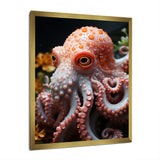 Coral Octopus Lunar Reflections - Octopus Living Room Wall Art