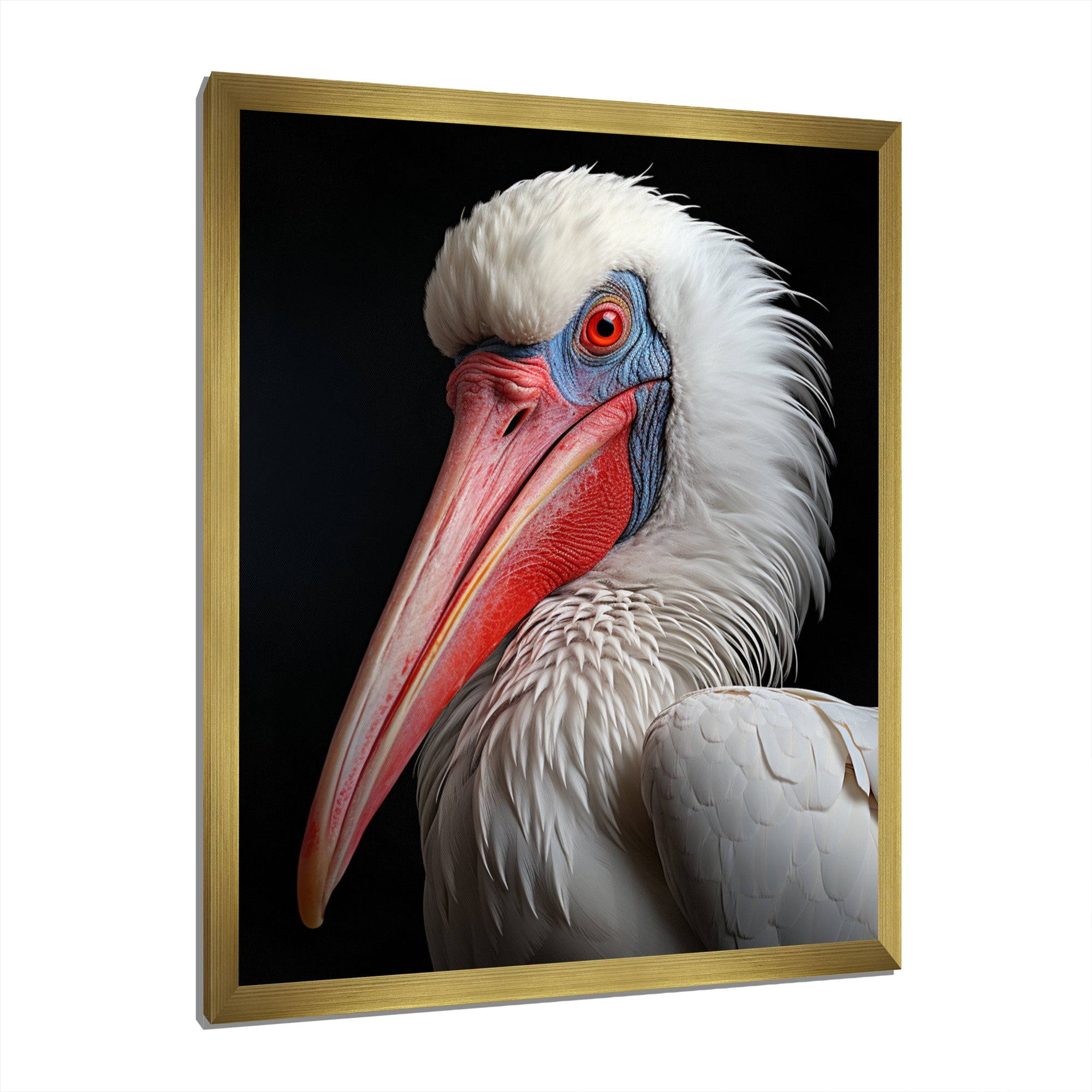 Coral White Animal Pelican Portrait - Pelican Wall Art Prints