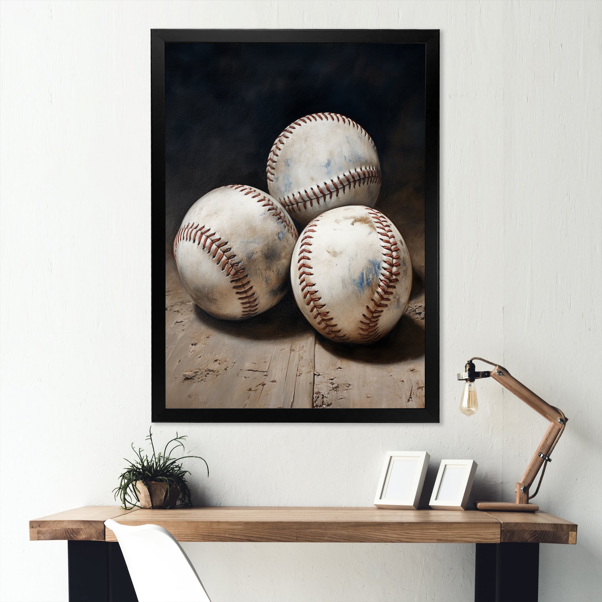 Baseball Subtle Double Play - Sport Baseball Canvas Wall Art
