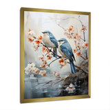River Cascades and Birds - Blue Bird Floral Wall Art