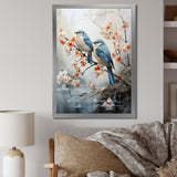 River Cascades and Birds - Blue Bird Floral Wall Art