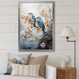 River Cascades and Birds - Blue Bird Floral Wall Art