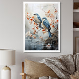 River Cascades and Birds - Blue Bird Floral Wall Art