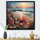 Seashell At Beach Symphony Pointillism - Seashell Wall Decor