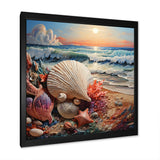 Seashell At Beach Symphony Pointillism - Seashell Wall Decor