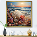 Seashell At Beach Symphony Pointillism - Seashell Wall Decor