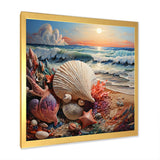 Seashell At Beach Symphony Pointillism - Seashell Wall Decor