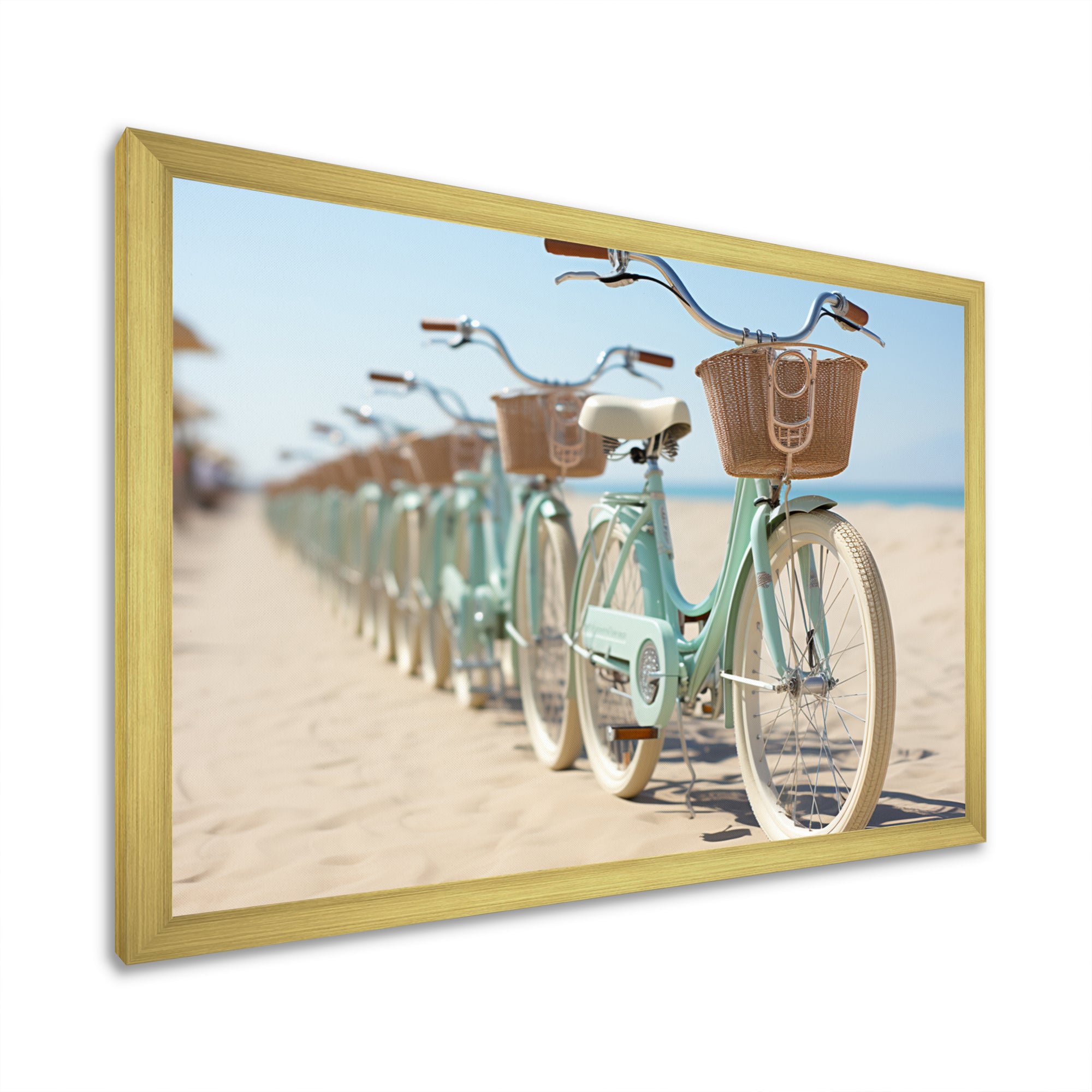 Bicycle Tranquil Pedaling By The Beach I - Bicycle Canvas Wall Art