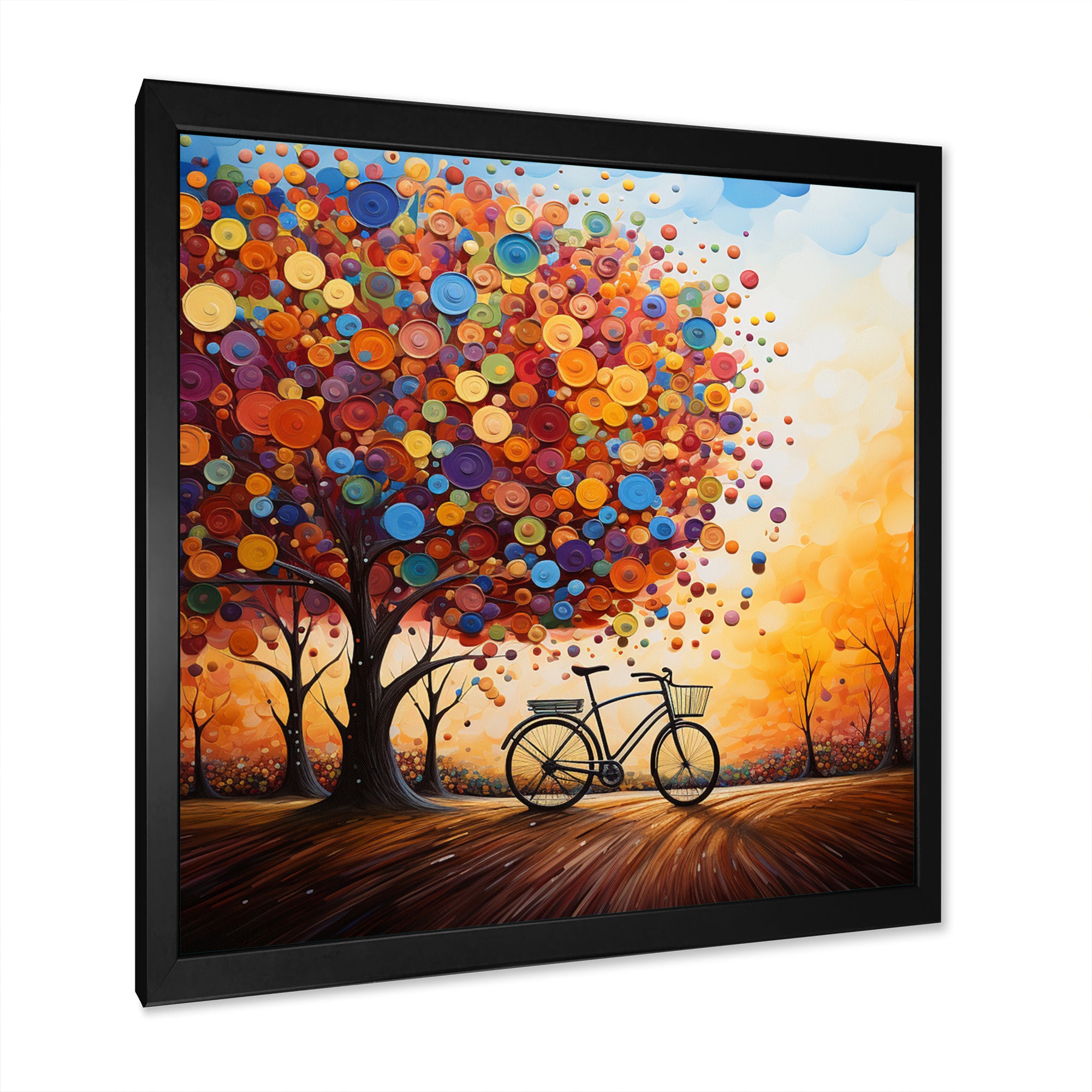 Bicycle Whirling Wheels Pointillism - Bicycle Canvas Wall Art