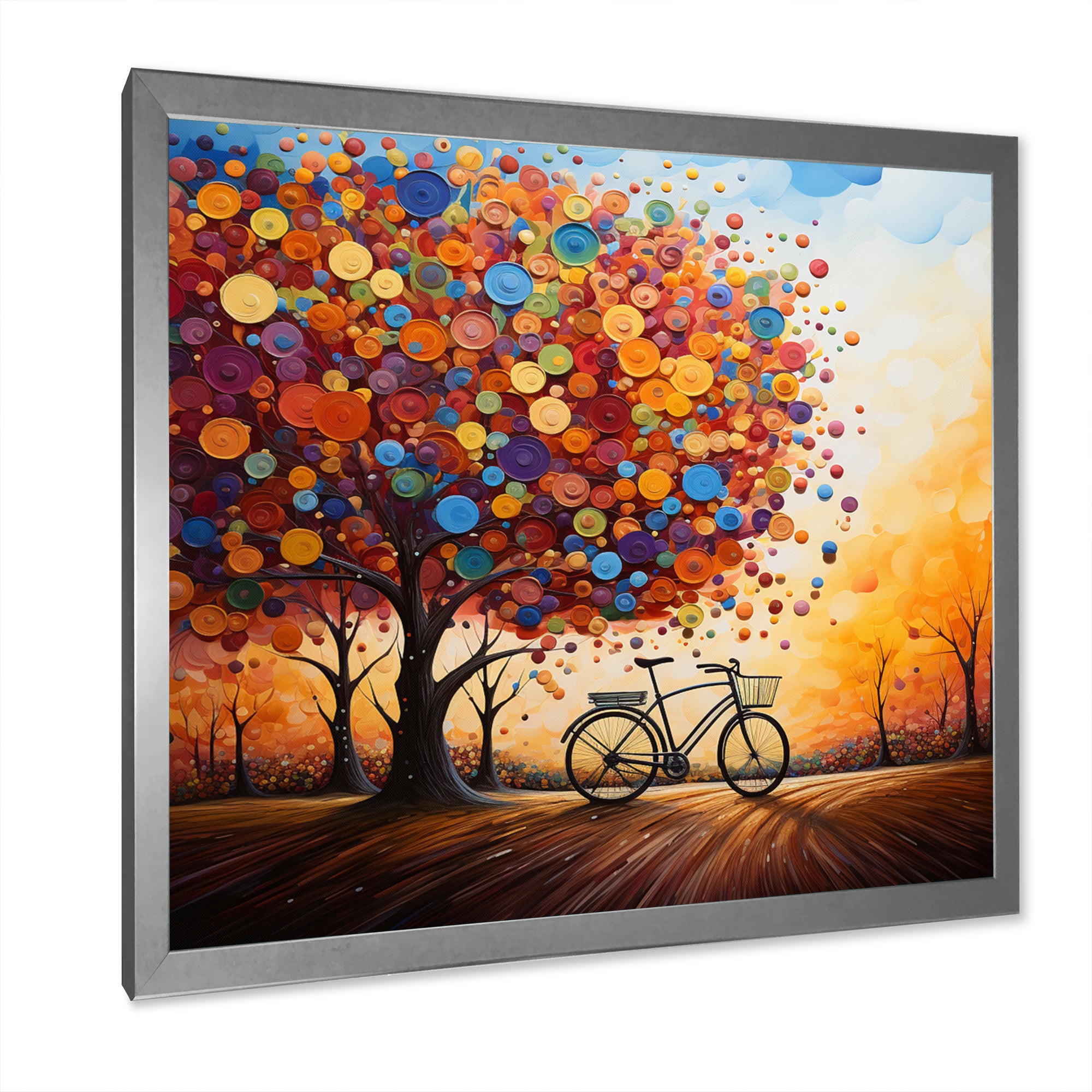 Bicycle Whirling Wheels Pointillism - Bicycle Canvas Wall Art