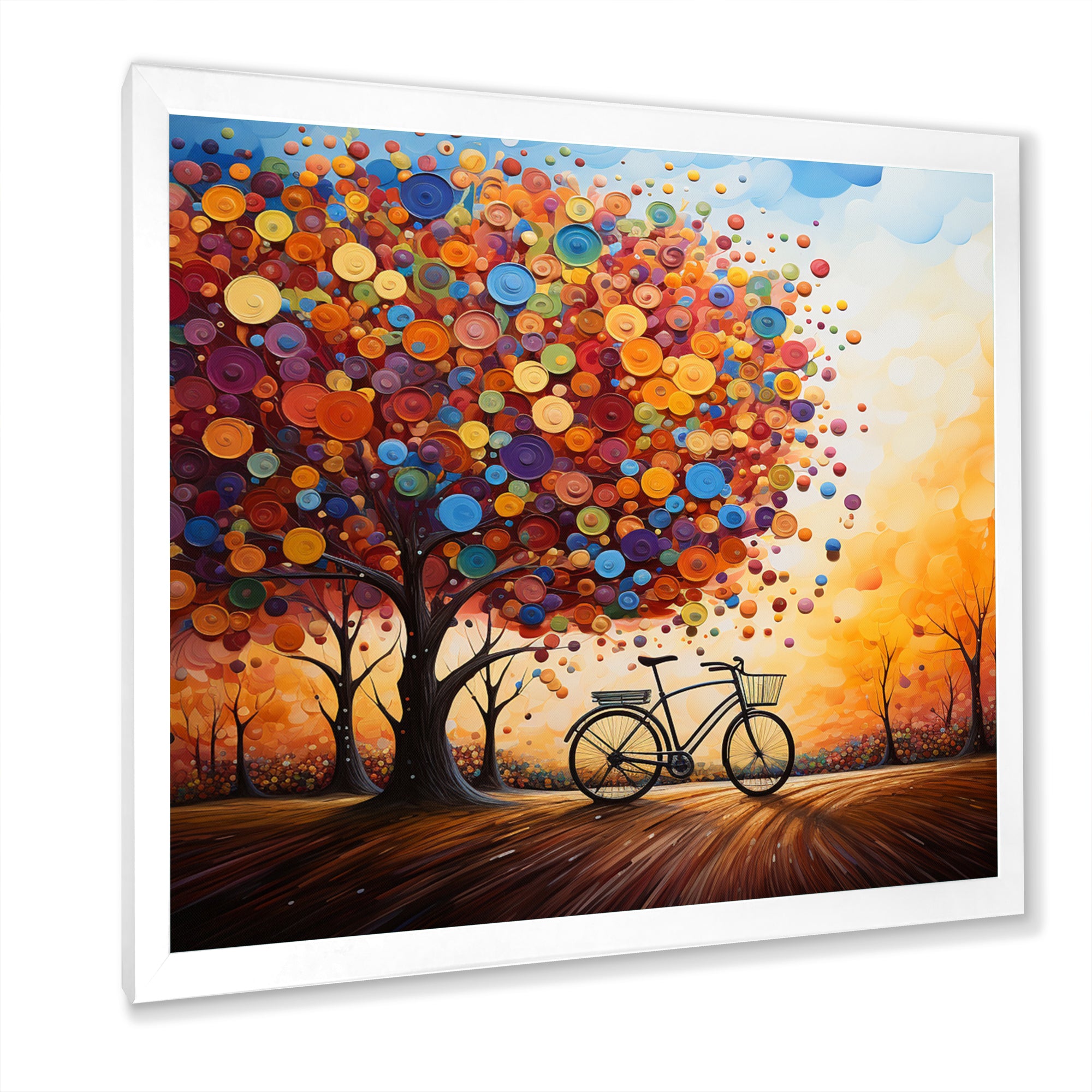 Bicycle Whirling Wheels Pointillism - Bicycle Canvas Wall Art