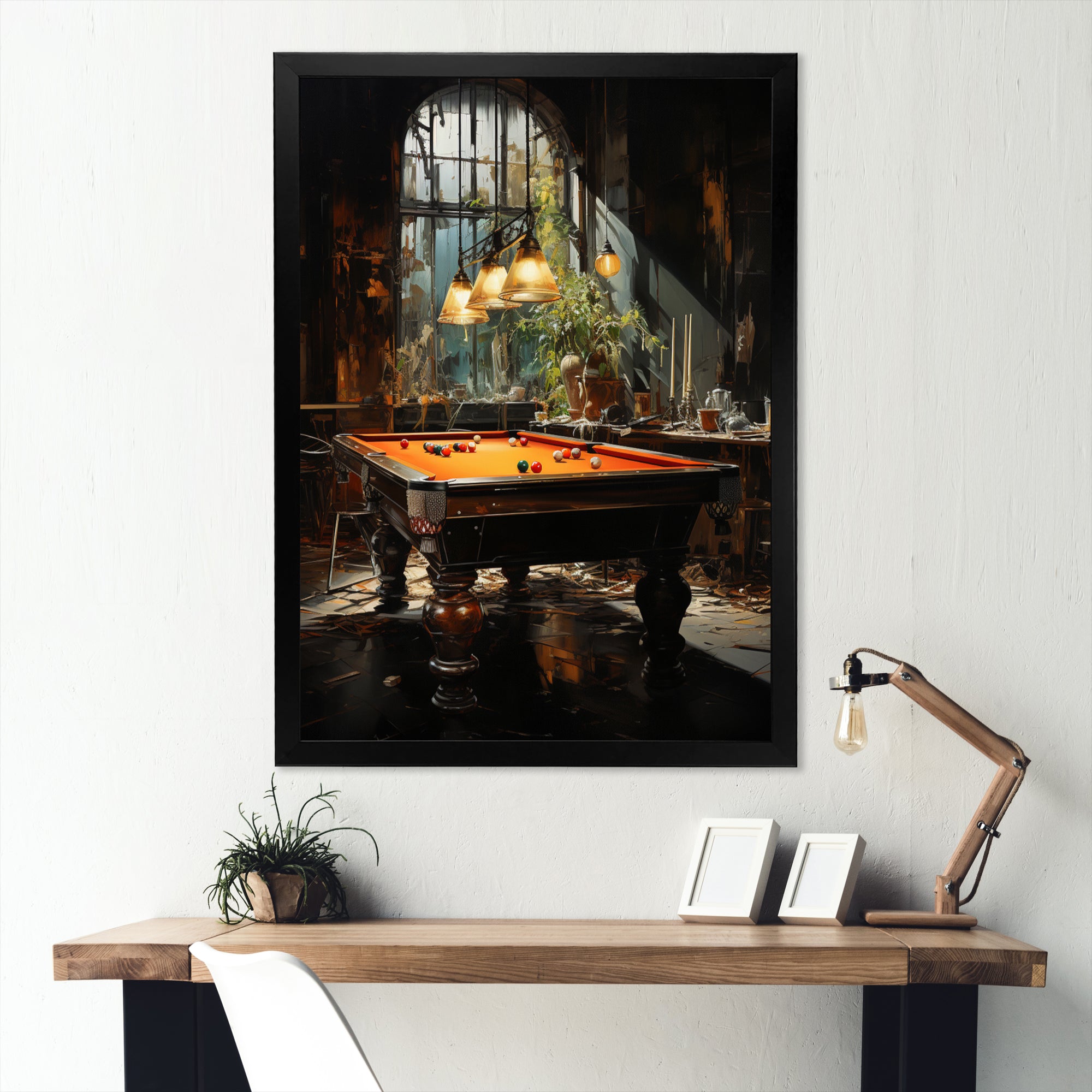 Billard Shadows In Motion I - Billiards Canvas Wall Art