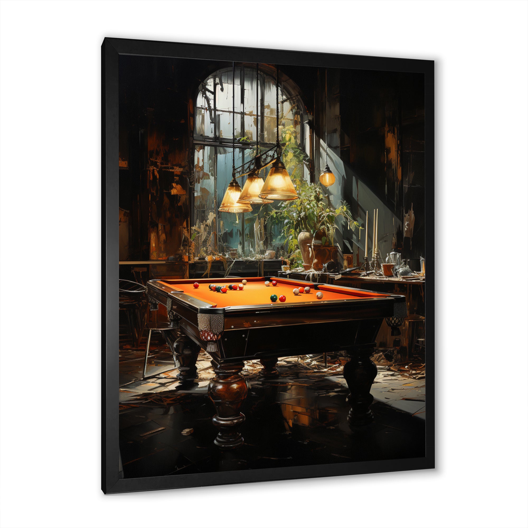 Billard Shadows In Motion I - Billiards Canvas Wall Art
