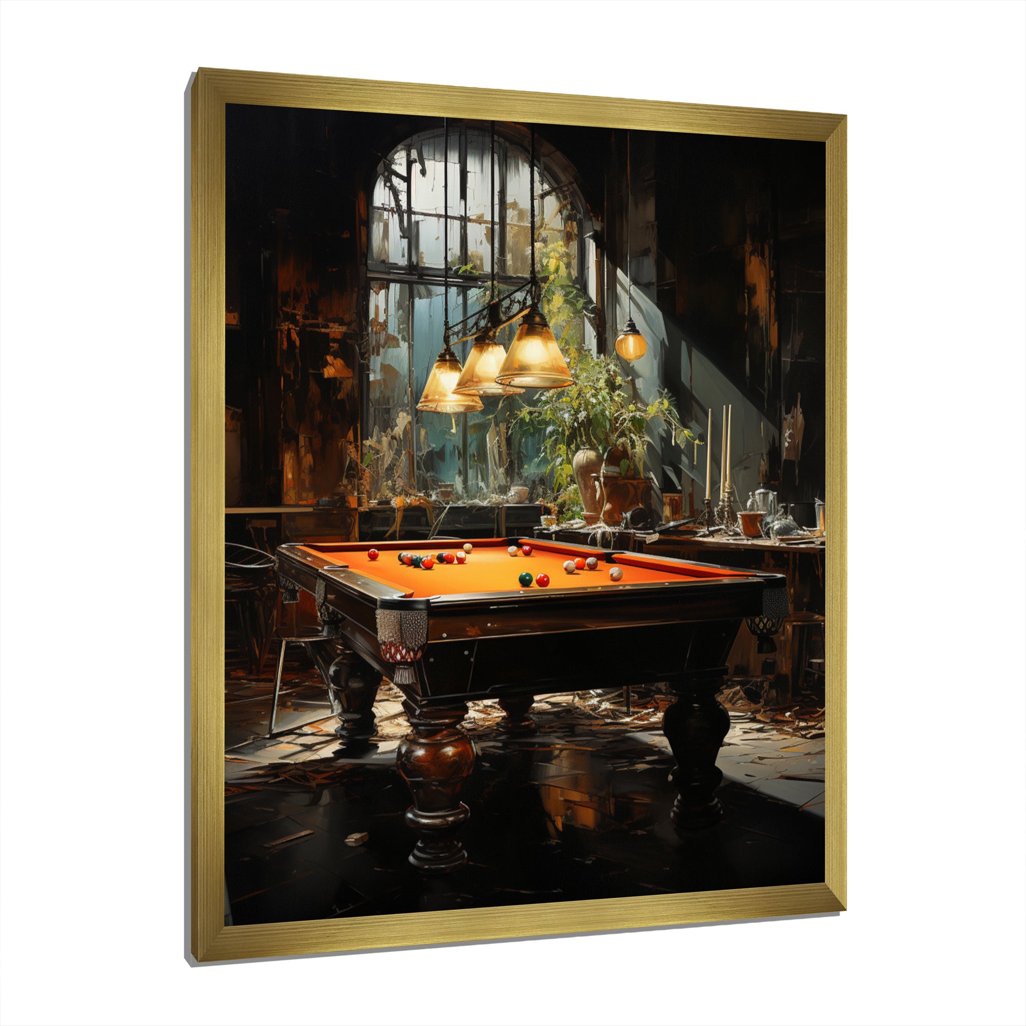 Billard Shadows In Motion I - Billiards Canvas Wall Art