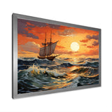 Orange Teal boat Energetic Storm I - Boat Canvas Wall Art