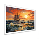 Orange Teal boat Energetic Storm I - Boat Canvas Wall Art