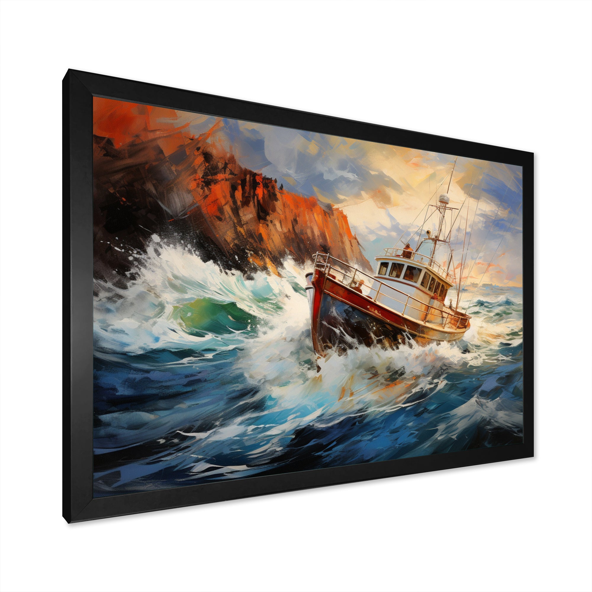 Fishing Boat Dreamy Storm - Boat Canvas Wall Art