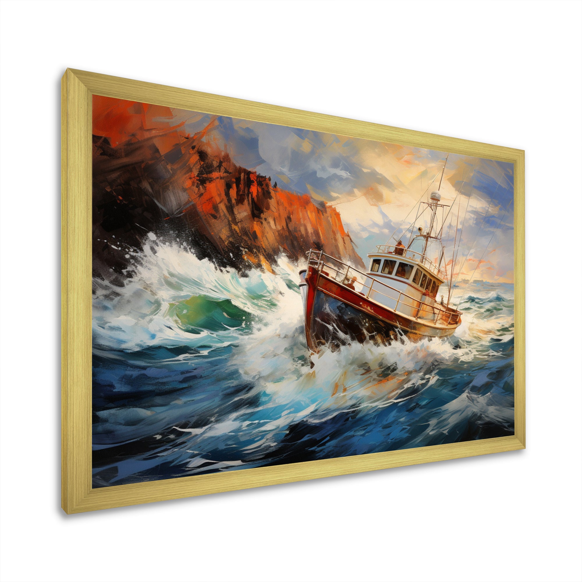 Fishing Boat Dreamy Storm - Boat Canvas Wall Art