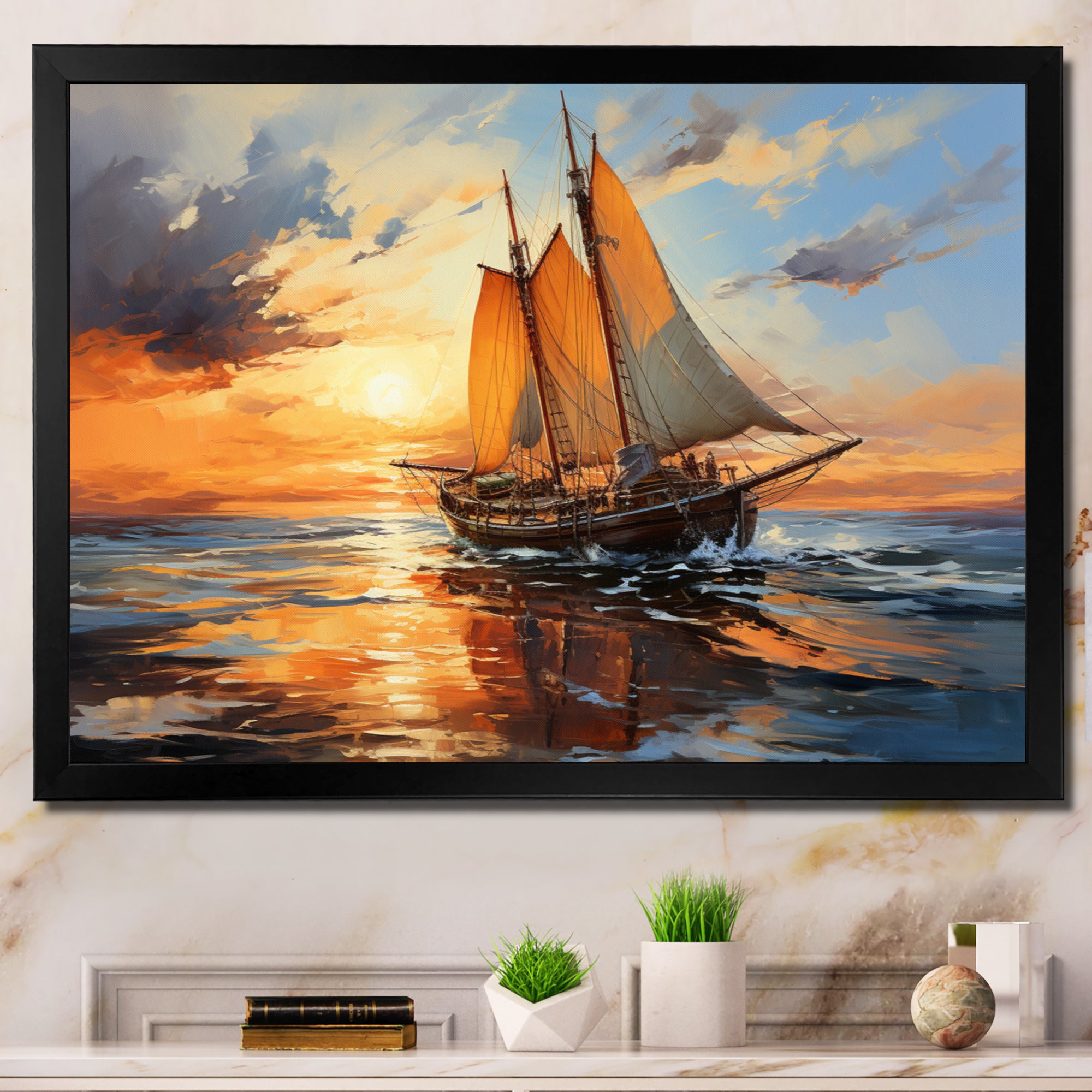 Boat Expressive Seascapes I - Boat Canvas Wall Art
