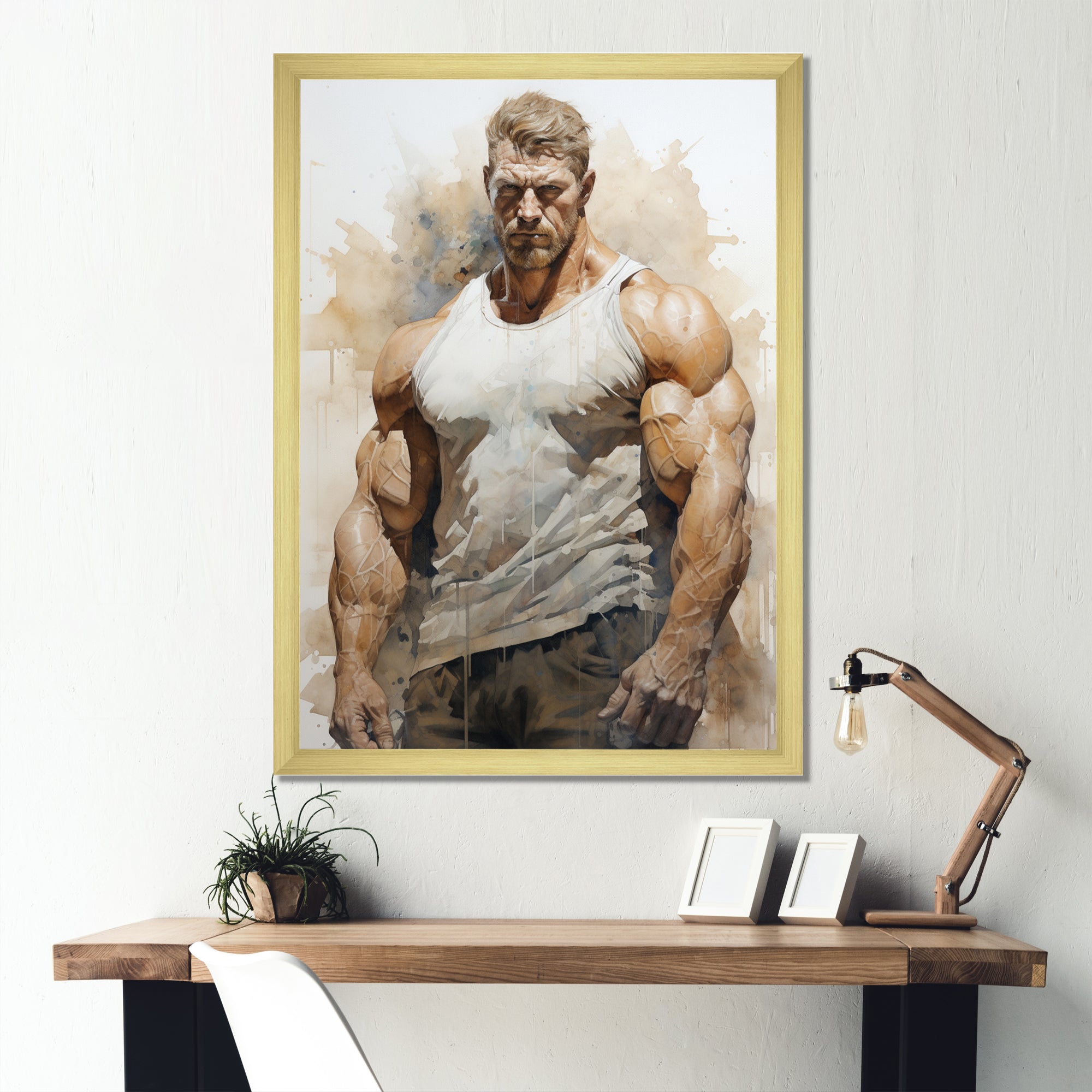 Bodybuilding Front Relaxed Pose I - Aerobic & Bodybuilding Canvas Wall Art