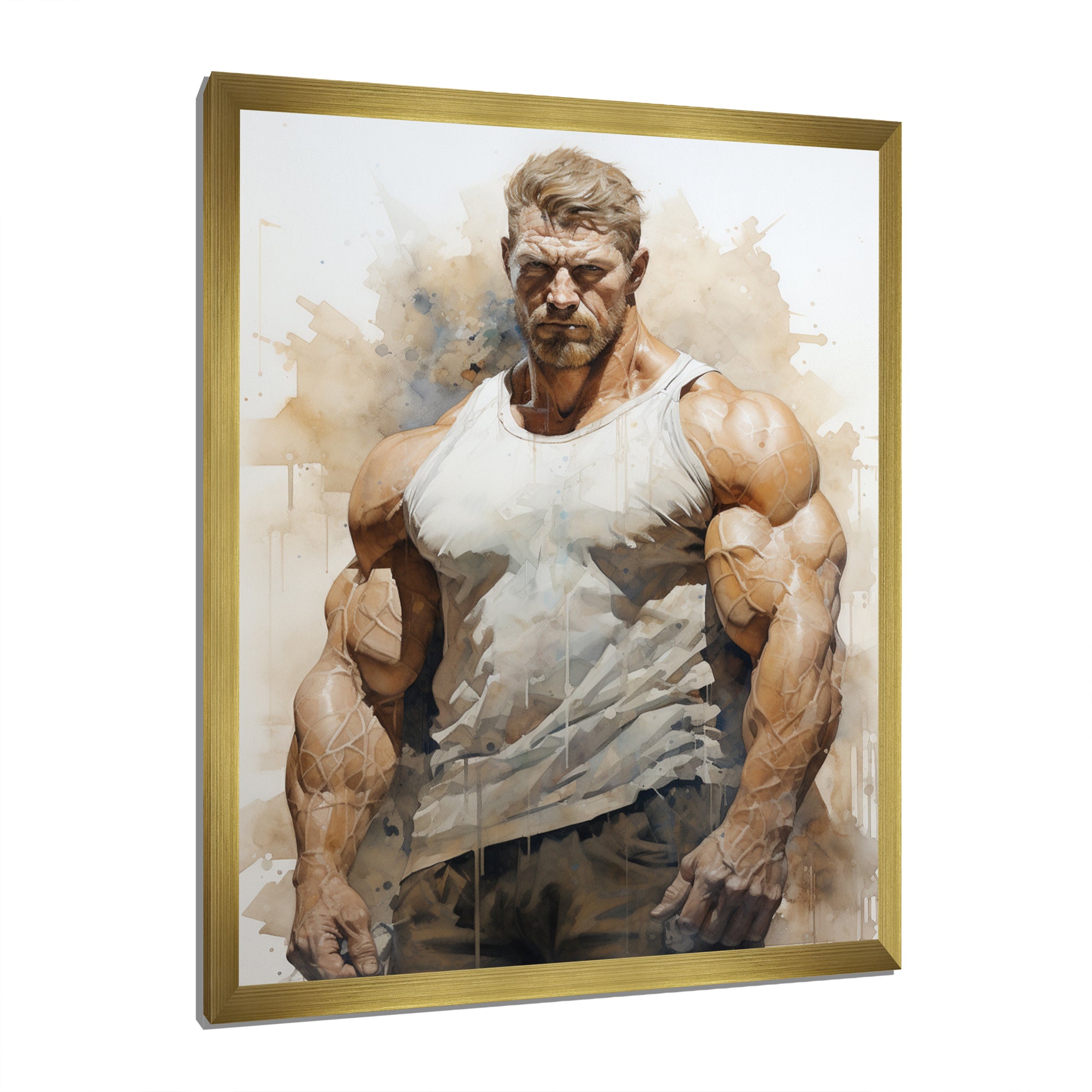 Bodybuilding Front Relaxed Pose I - Aerobic & Bodybuilding Canvas Wall Art