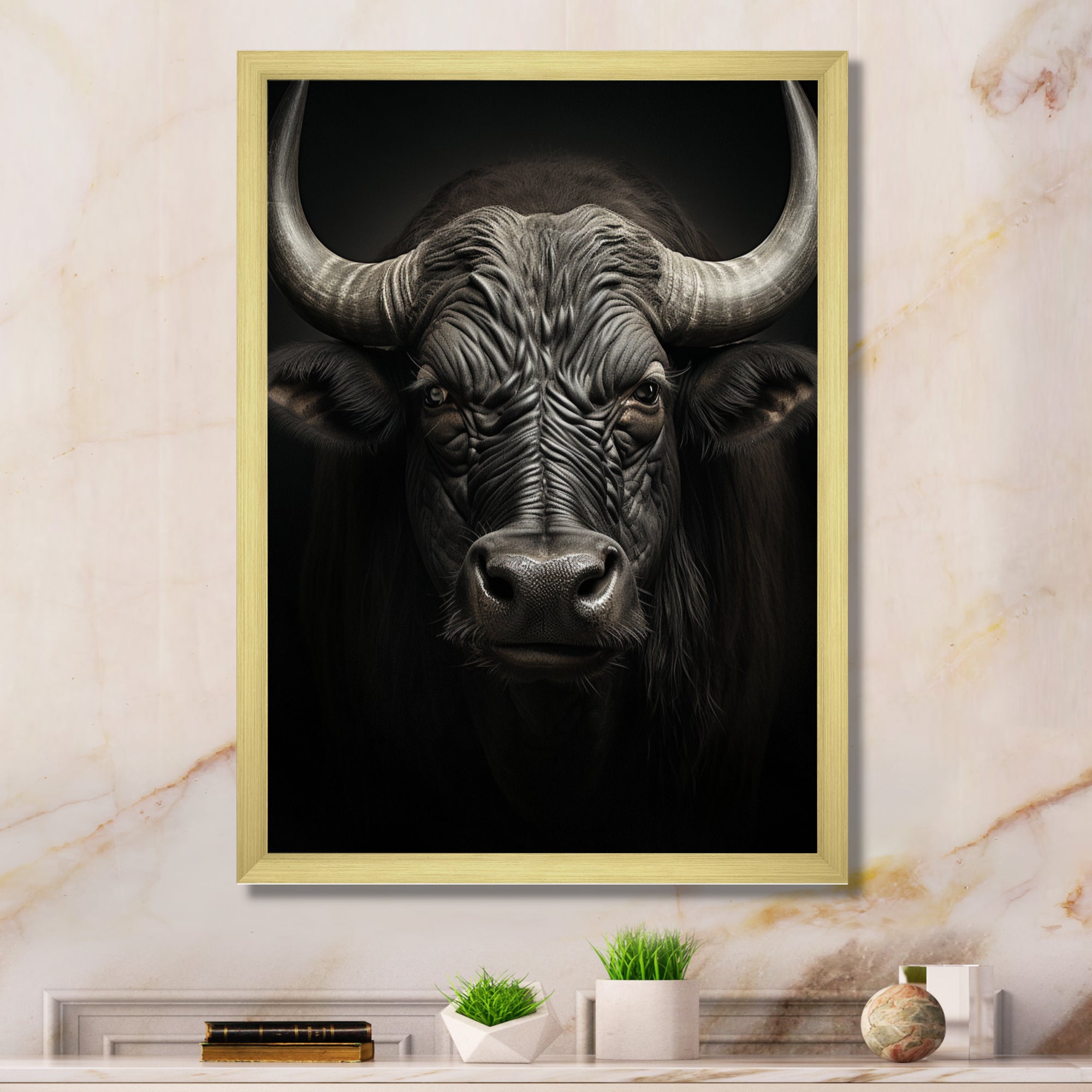 Grey Buffalo Majestic Horns - Buffalo Wall Art Prints