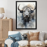 Grey Buffalo Majestic Profile Pointillism - Buffalo Wall Art Prints