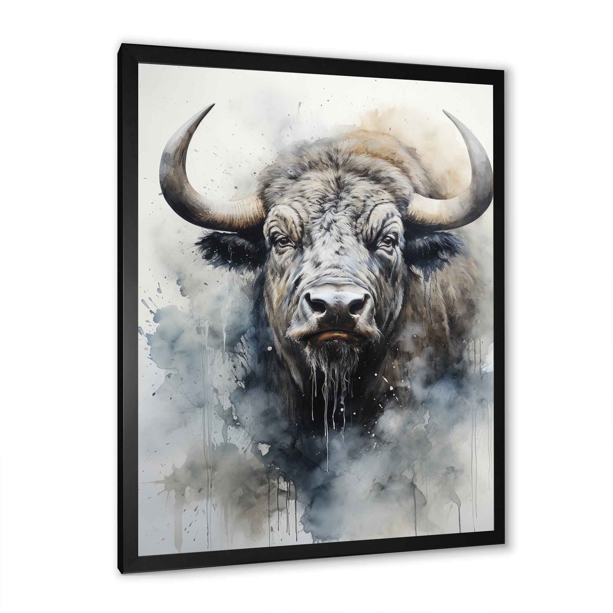 Grey Buffalo Majestic Profile Pointillism - Buffalo Wall Art Prints