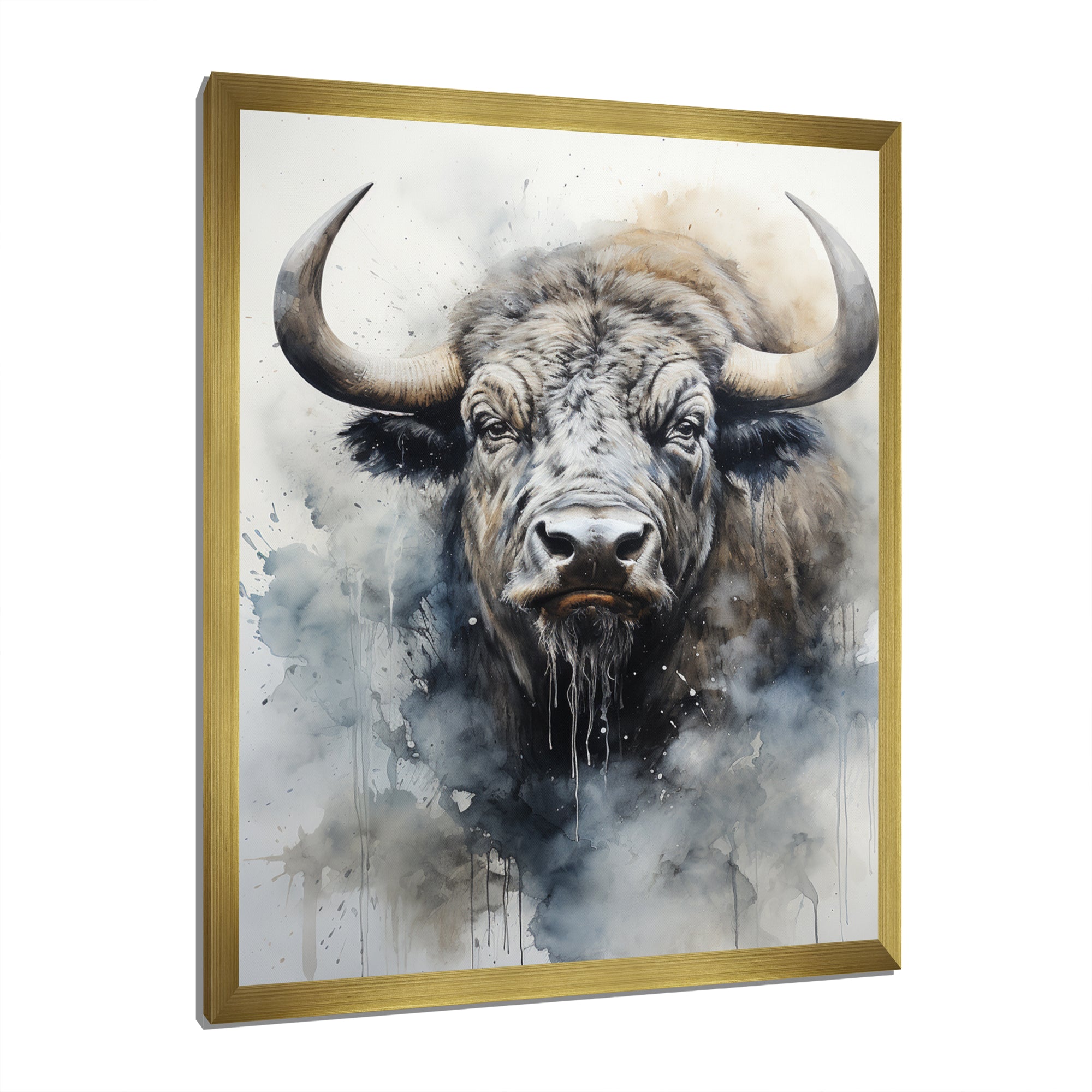 Grey Buffalo Majestic Profile Pointillism - Buffalo Wall Art Prints