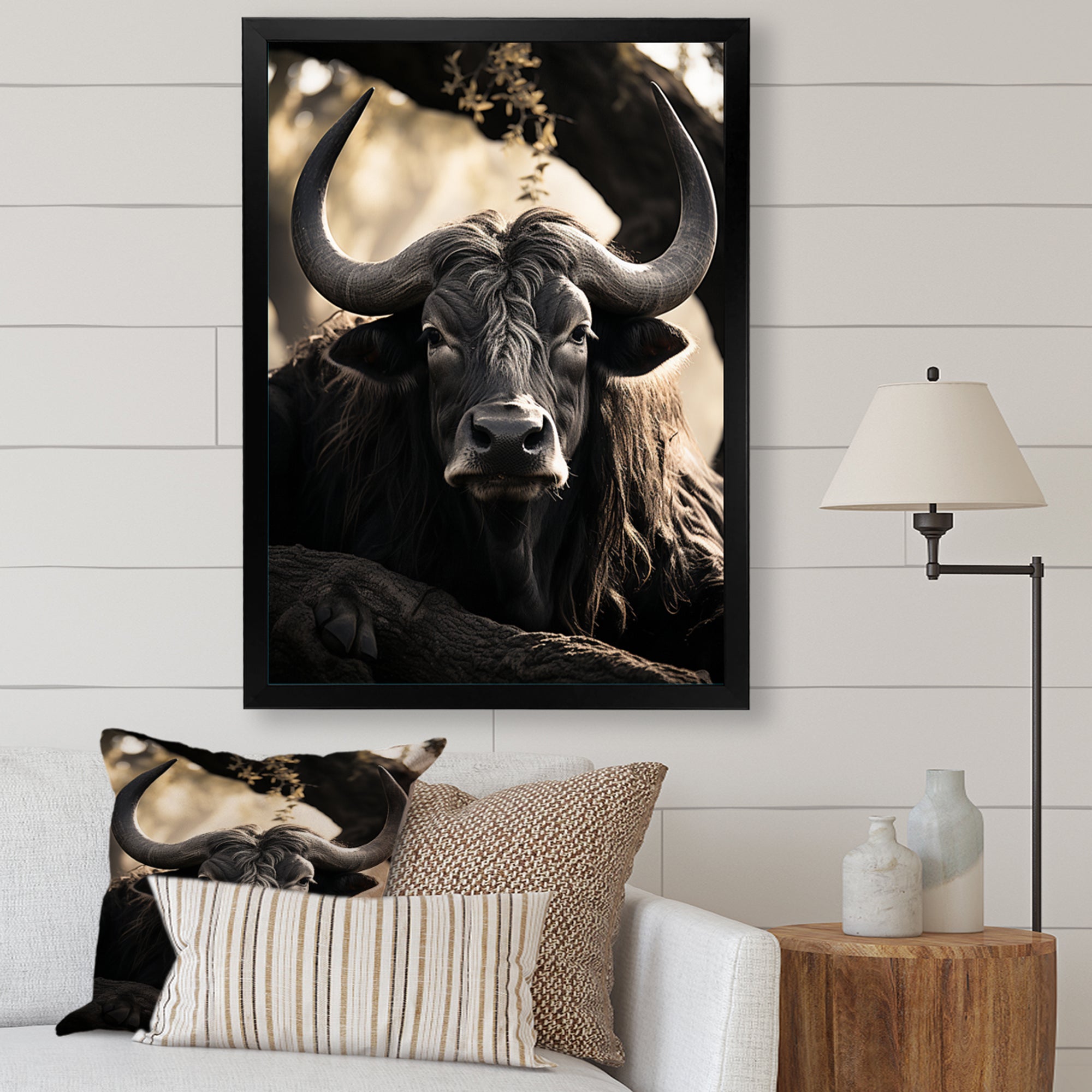 Grey Buffalo Serenity In Shadows - Gray Buffalo Wall Art