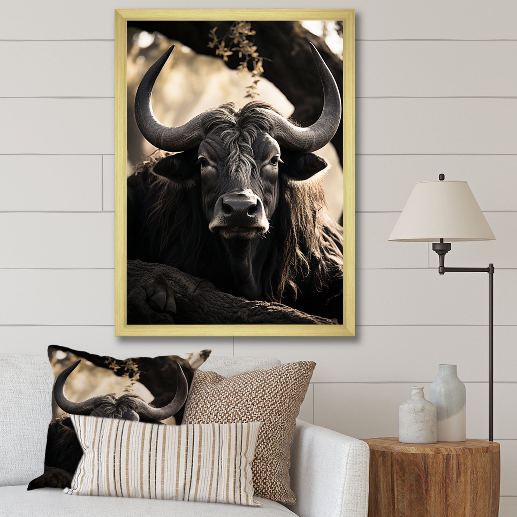 Grey Buffalo Serenity In Shadows - Gray Buffalo Wall Art