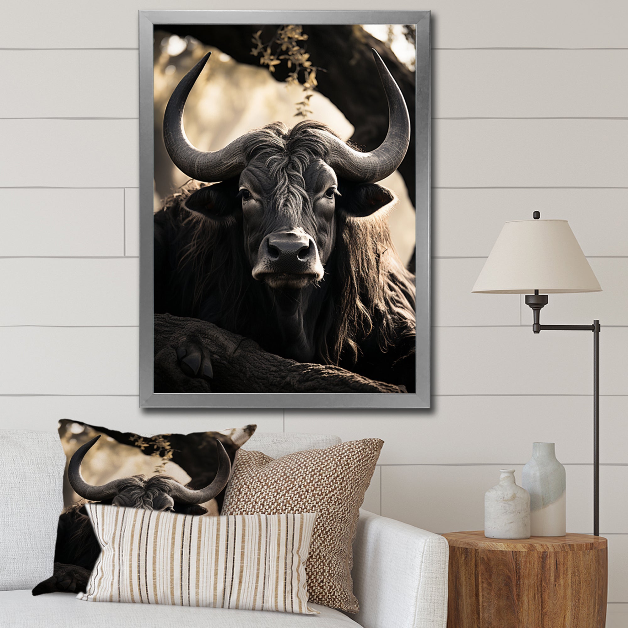 Grey Buffalo Serenity In Shadows - Gray Buffalo Wall Art