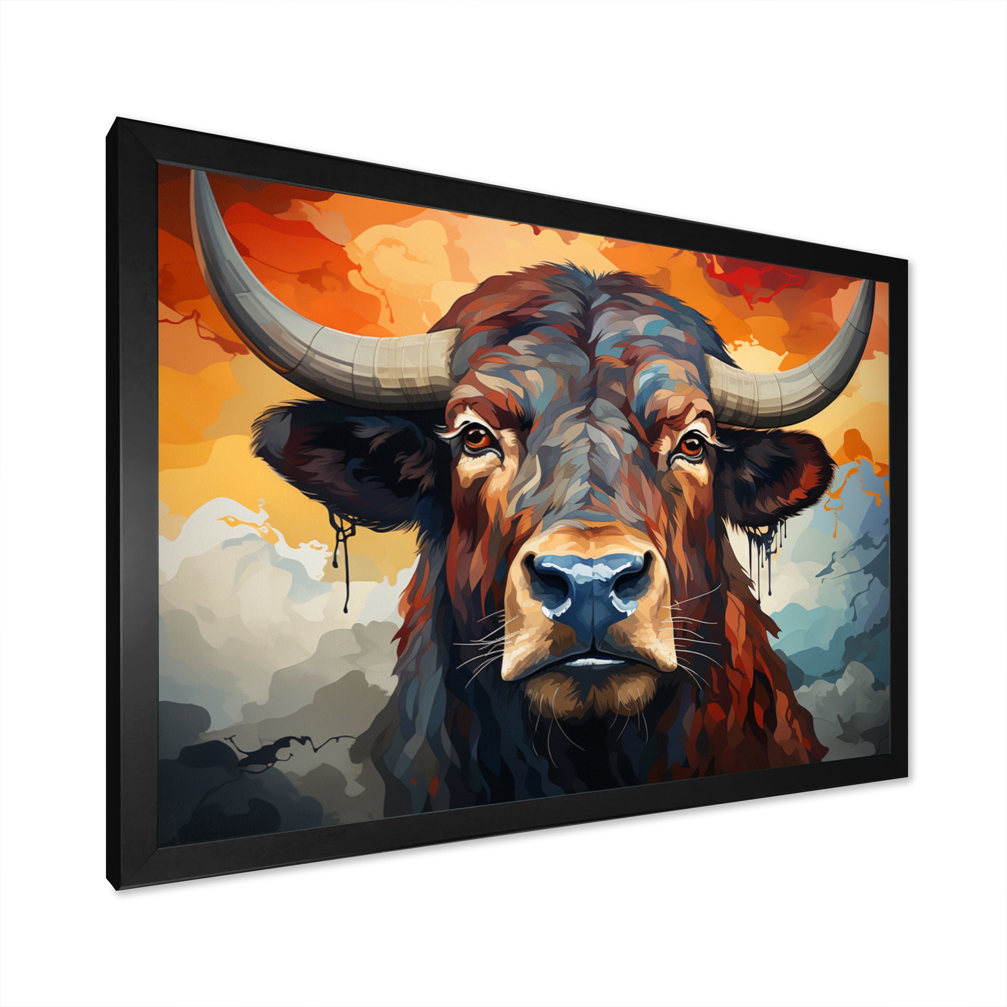 Buffalo Majestic Bison Geometric - Brown Bison Wall Art