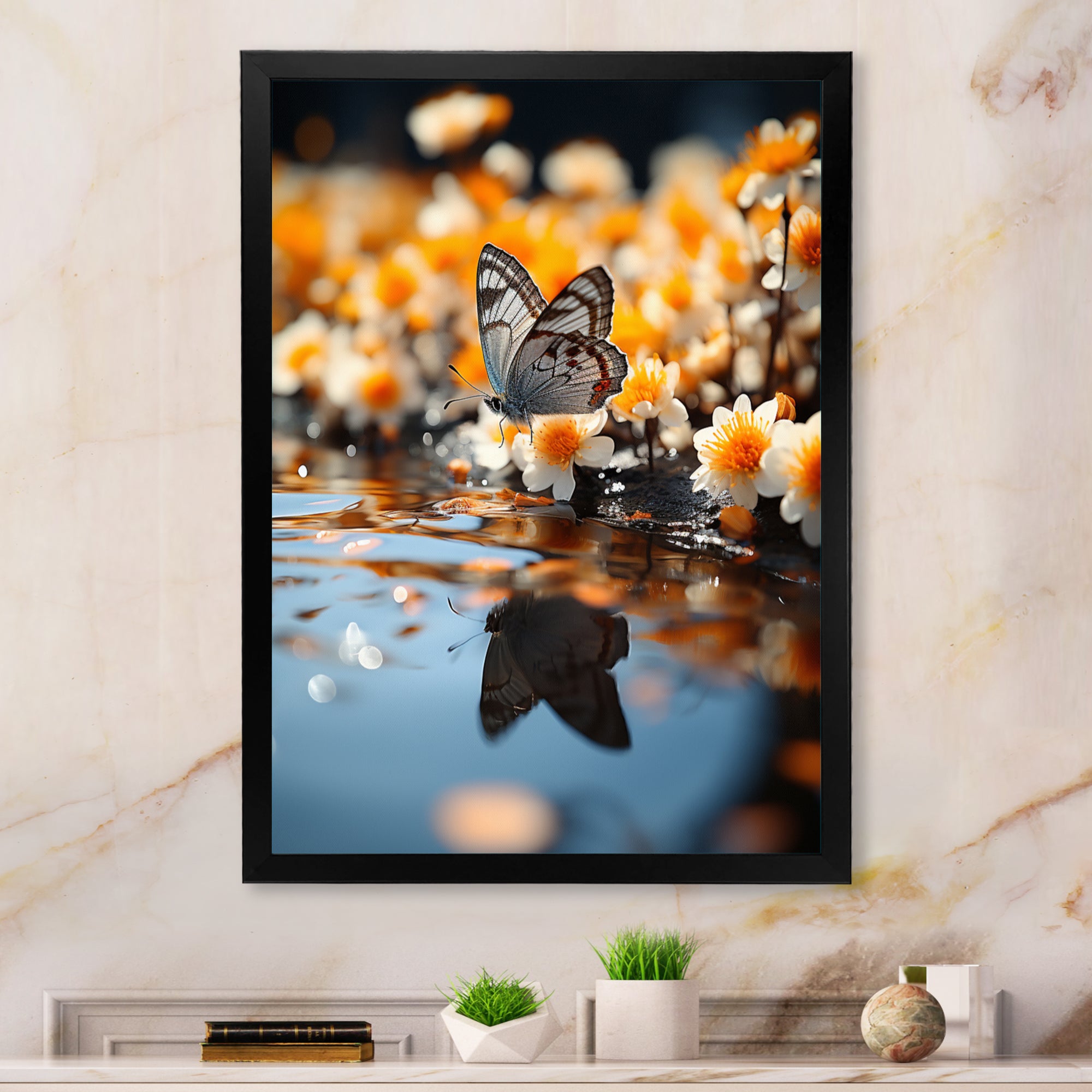 Orange Butterfly Floating Wonder - Butterfly Wall Art Prints
