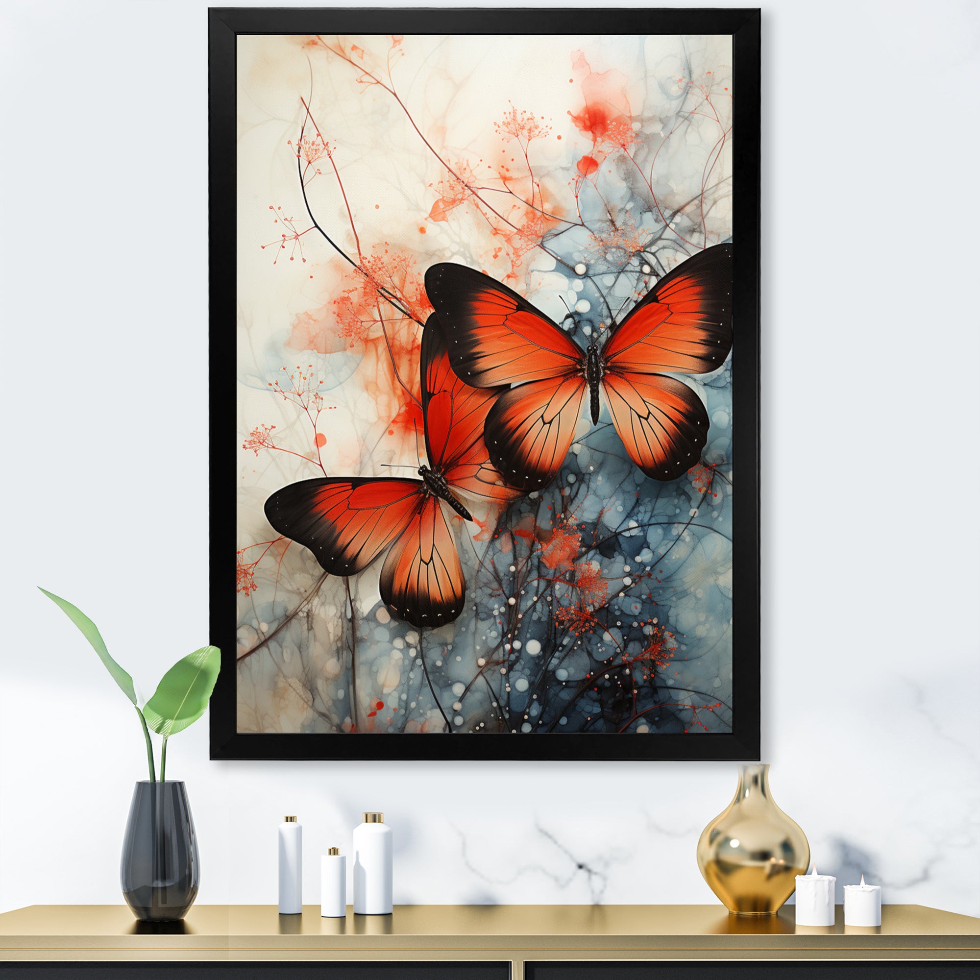 Orange Teal Butterfly Symphony Of Wings - Butterfly Large Canvas Wall Art